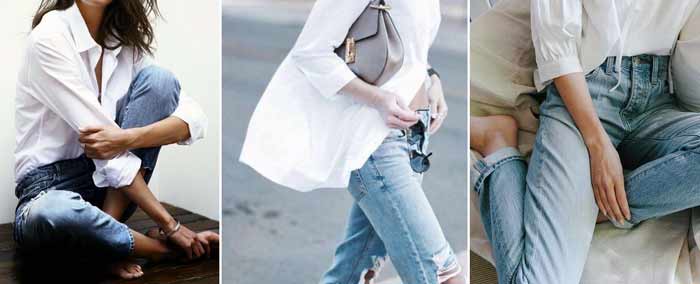 jean boyfriend avec chemise blanche