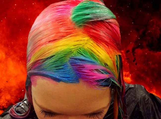 Coloration cheveux arc-en-ciel
