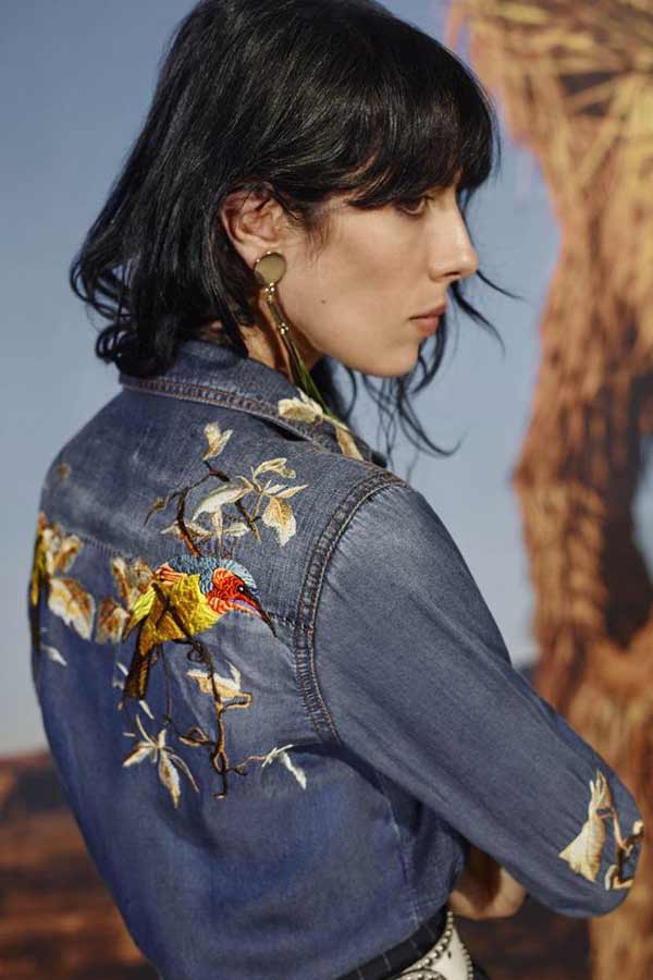 Veste en jean avec broderie