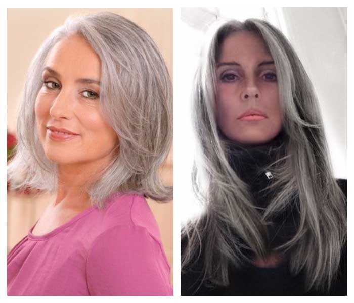 Couleur des cheveux gris et âge de la femme