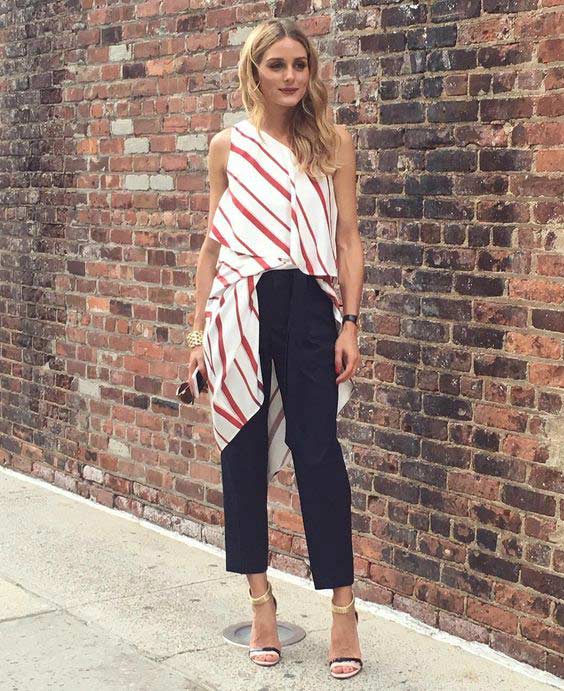 Robe chemise à rayures, look Olivia Palermo