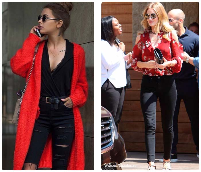 Combinaison de noir et rouge vif