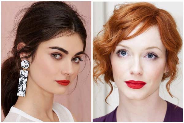 Maquillage avec une couleur de rouge à lèvres brillante