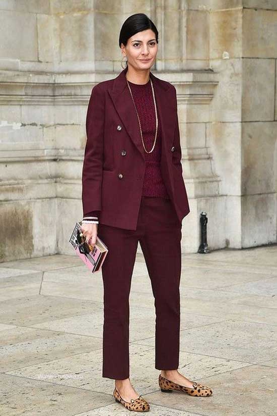 Tailleur pantalon bordeaux