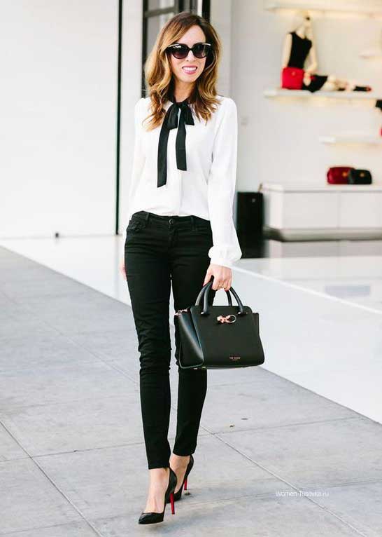 Chemisier blanc + pantalon noir