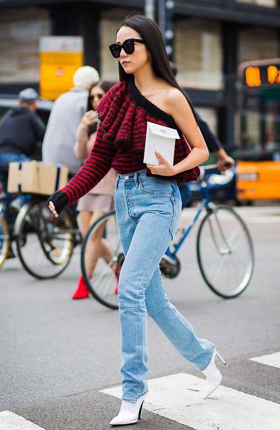 Bottines blanches + jean