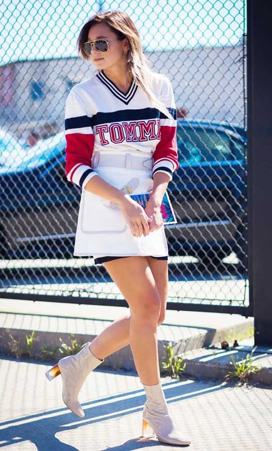 Sport chic + bottines blanches