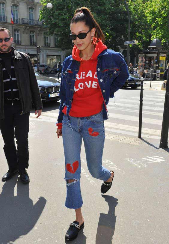 Sweat rouge + jean