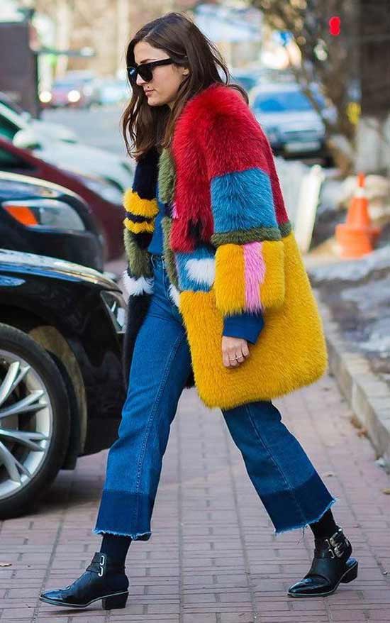 Manteau de fourrure patchwork couleur 2026