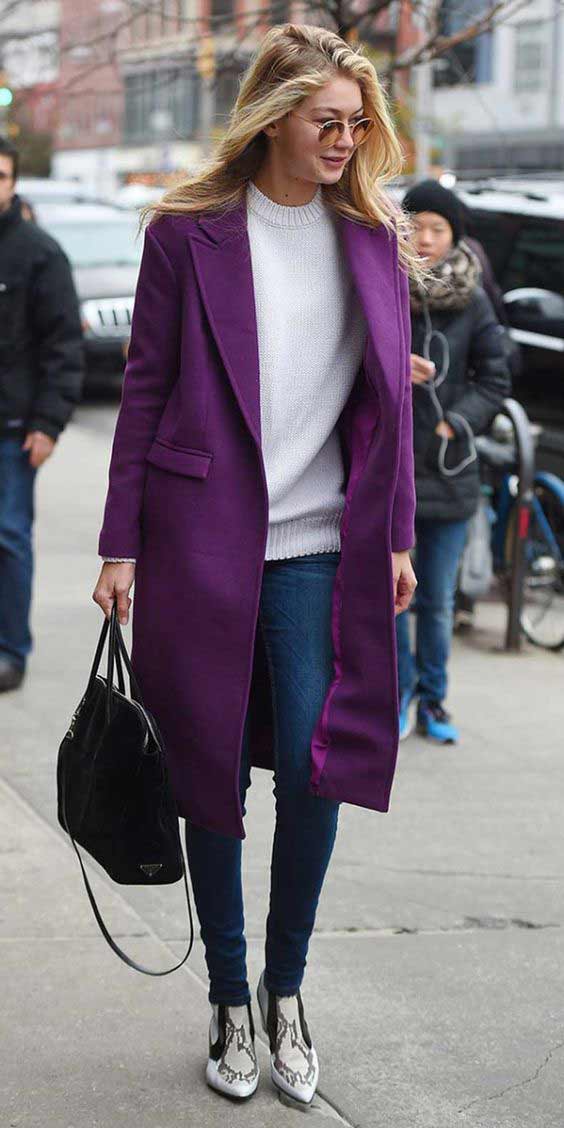 Gigi Hadid Street Fashion - manteau outremer