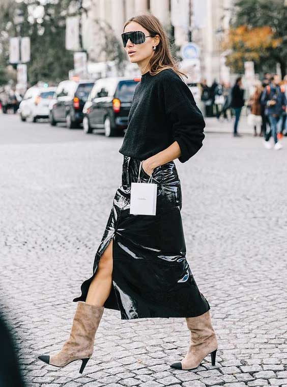 Jupe crayon fendue haute