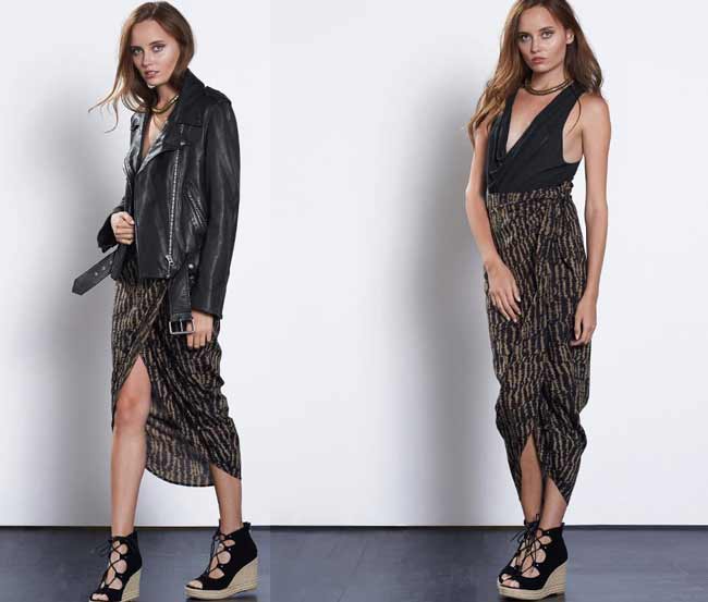 Jupe paréo à la mode avec jupe et haut en cuir