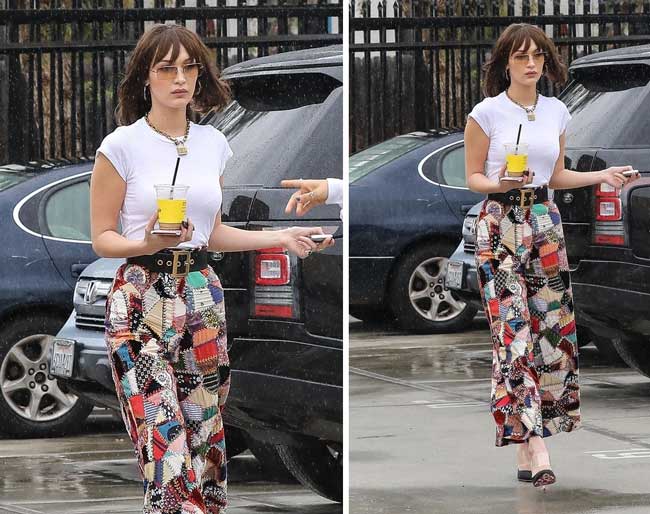 Que porter avec un pantalon large - Bella Hadid