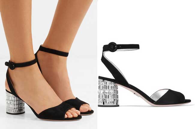 Sandales à talons blocs scintillants