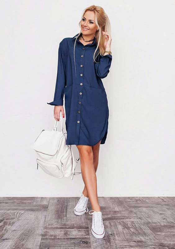 Robe chemise bleue