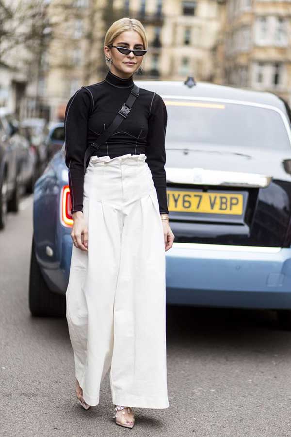 Fashionista en pantalon palazzo