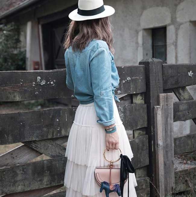 Jupe avec chemise en jean