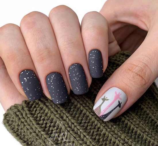 Manucure grise avec motif automne