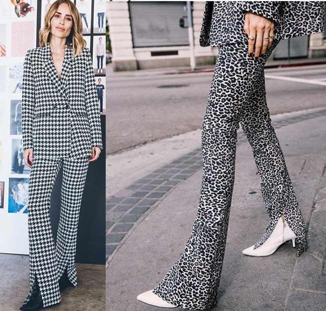 Pantalon mode avec fentes et imprimés
