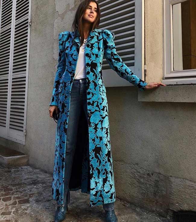 Manteau long imprimé d'automne