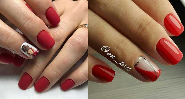 Manucure rouge 2026 sur ongles courts