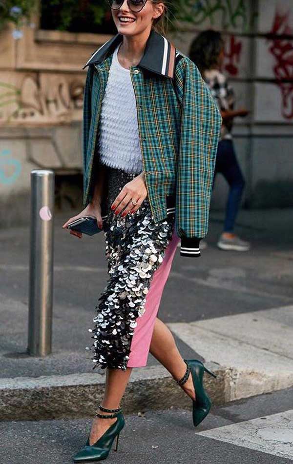 Jupes à la mode 2025-2026: photo, image avec des paillettes