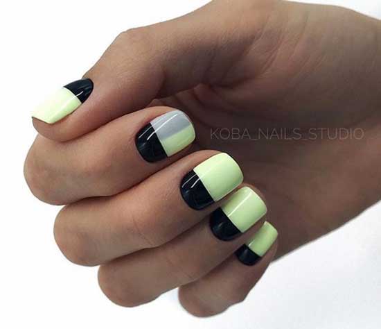  Manucure jaune fluo et blanc