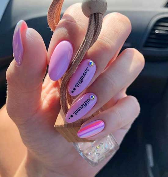 Manucure aux couleurs pastel avec des rayures