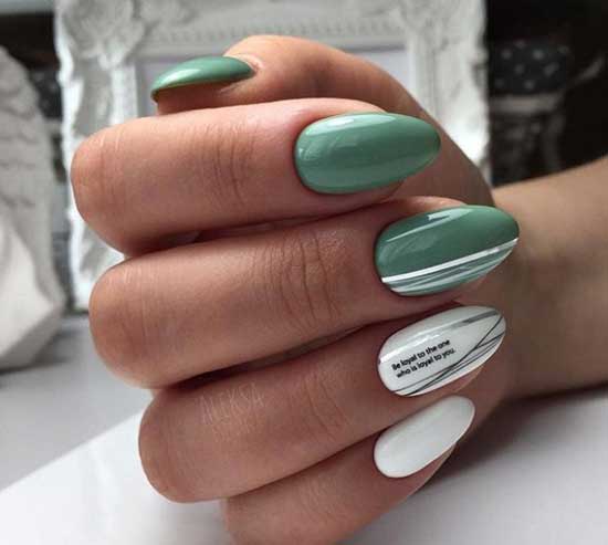 Belle manucure vert clair à rayures