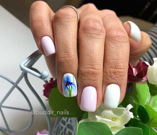 Manucure d'été avec motif aquarelle