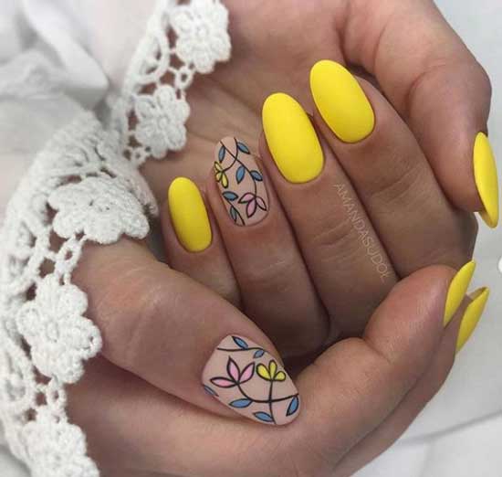 Manucure d'été mate jaune vif