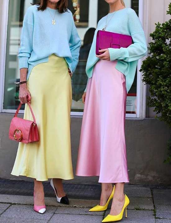 Jupes longues en satin à la mode