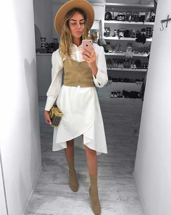 Robe chemise blanche avec corset