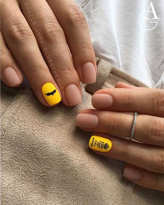 Accent sur un ongle avec une nuance jaune acide