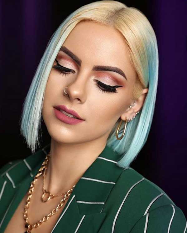 Carré sans frange avec coloration créative