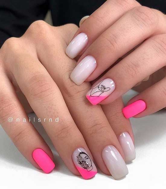 Couleur des ongles à la mode Fuchsia + nude