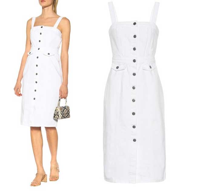 Robe en jean blanc à boutons