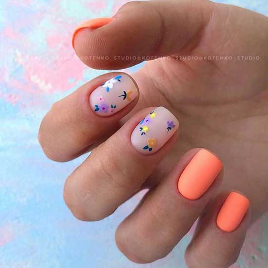 Manucure imprimé corail