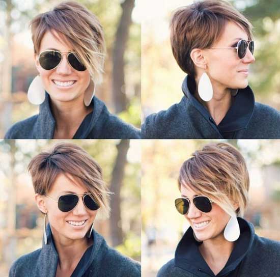 Coupe de cheveux avec frange oblique pour femme