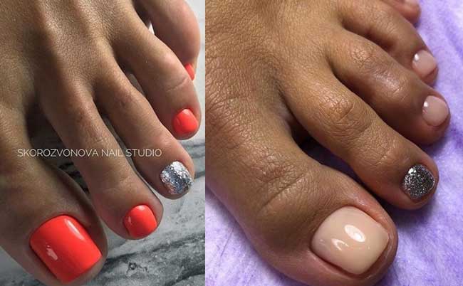 Accent de paillettes sur un orteil