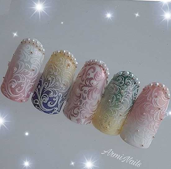 Dégradé du Nouvel An - exemples sur les ongles