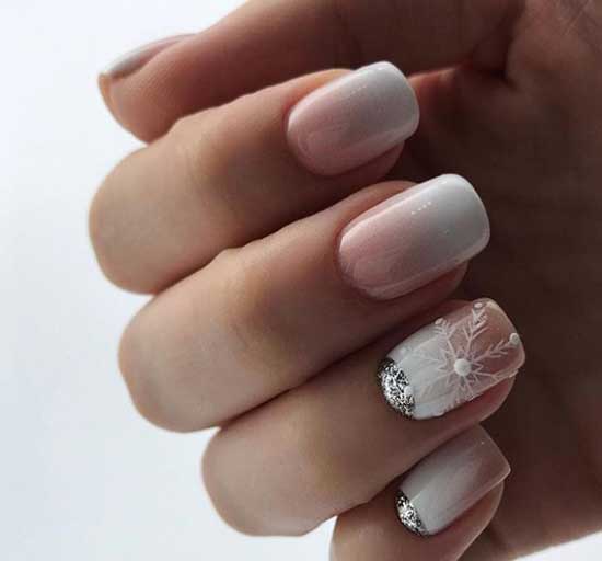 Ombre avec un flocon de neige - manucure