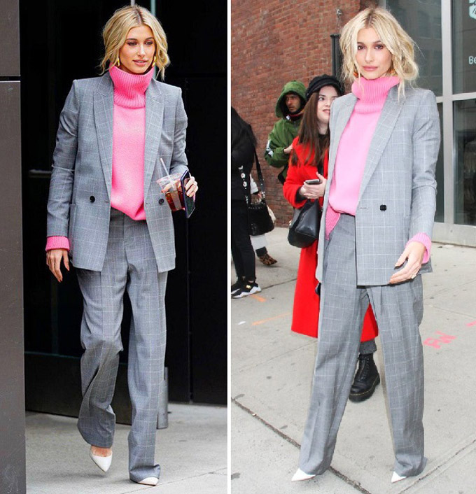 Hayley Bieber dans un pull à la mode 2026