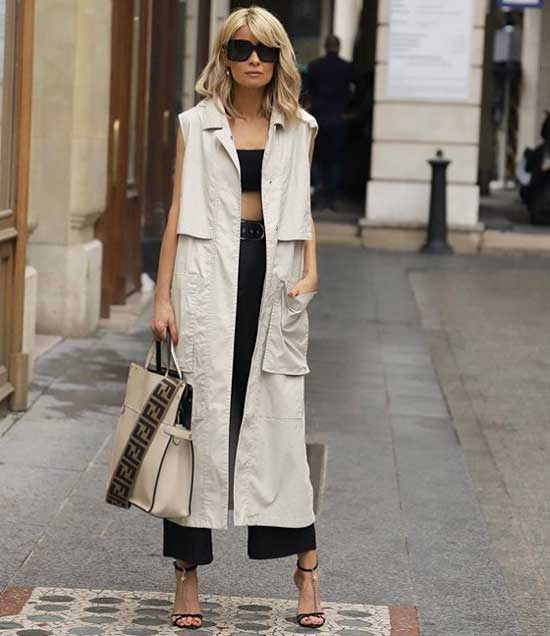 Gilet long avec poches - look