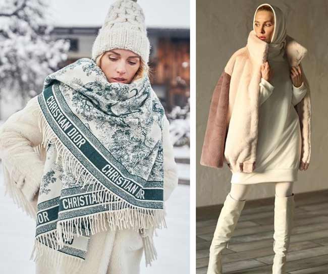 Chapeau, écharpe et manteau de fourrure, images