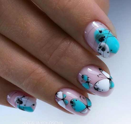 Nu avec toile d'araignée et papillons