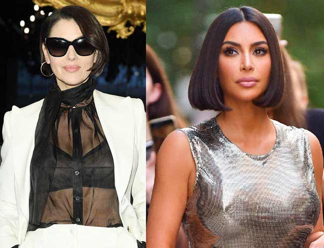 Kim Kardashian et Monica Bellucci avec une coupe de cheveux au carré