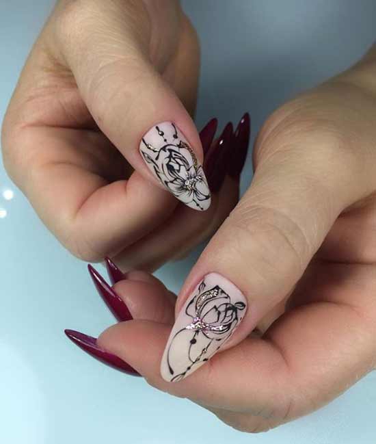 Longs dessins d'ongles bordeaux 2026