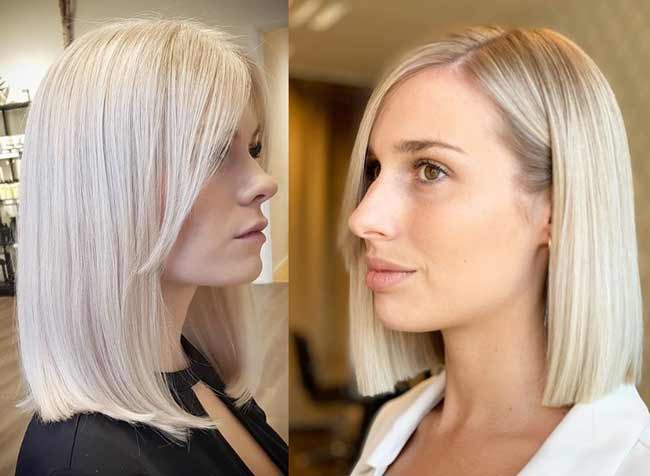 Carré blond avec frange