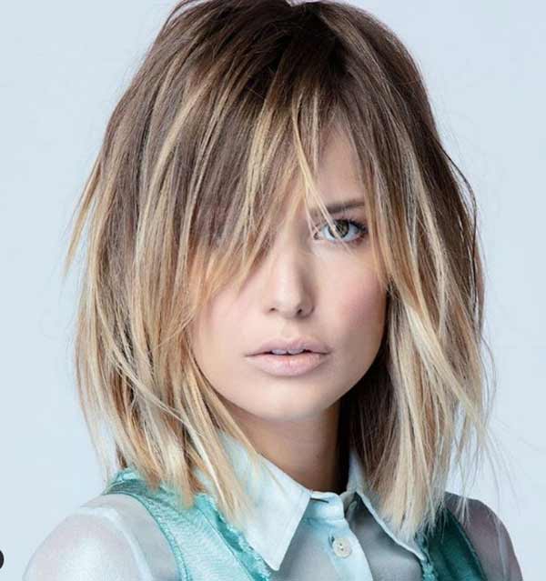 Bob en cascade avec une frange